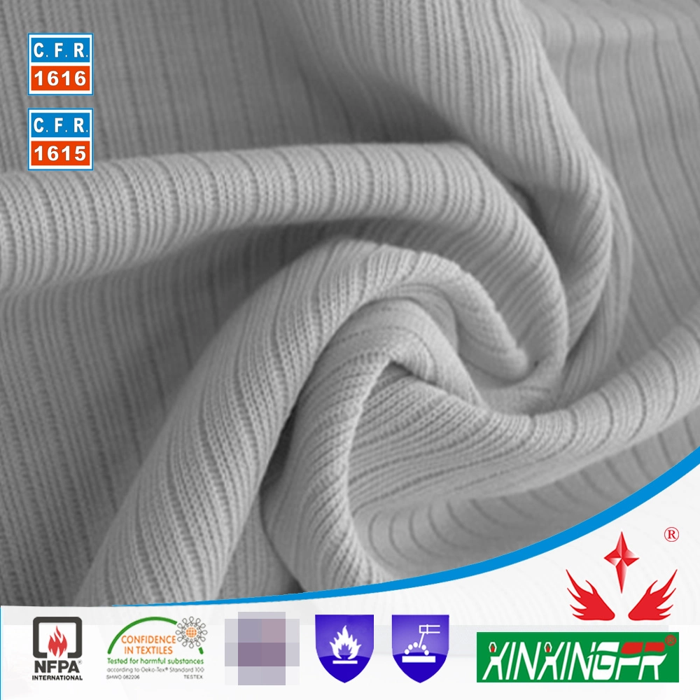 300GSM 100 Cotton Knitting Knit Rib Flame Retardant Resistance Fr Fabric