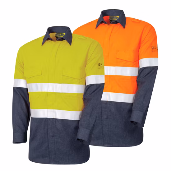 Softshell Twill Customized Workwear Arc-Flash Protection Anti-Acid Meltproof Uniform Waterproof Oil Resistance Antistatic Permanent Fr Hi Vis Safety Jacket
