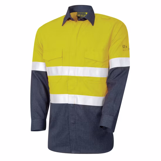 Softshell Twill Customized Workwear Arc-Flash Protection Anti-Acid Meltproof Uniform Waterproof Oil Resistance Antistatic Permanent Fr Hi Vis Safety Jacket